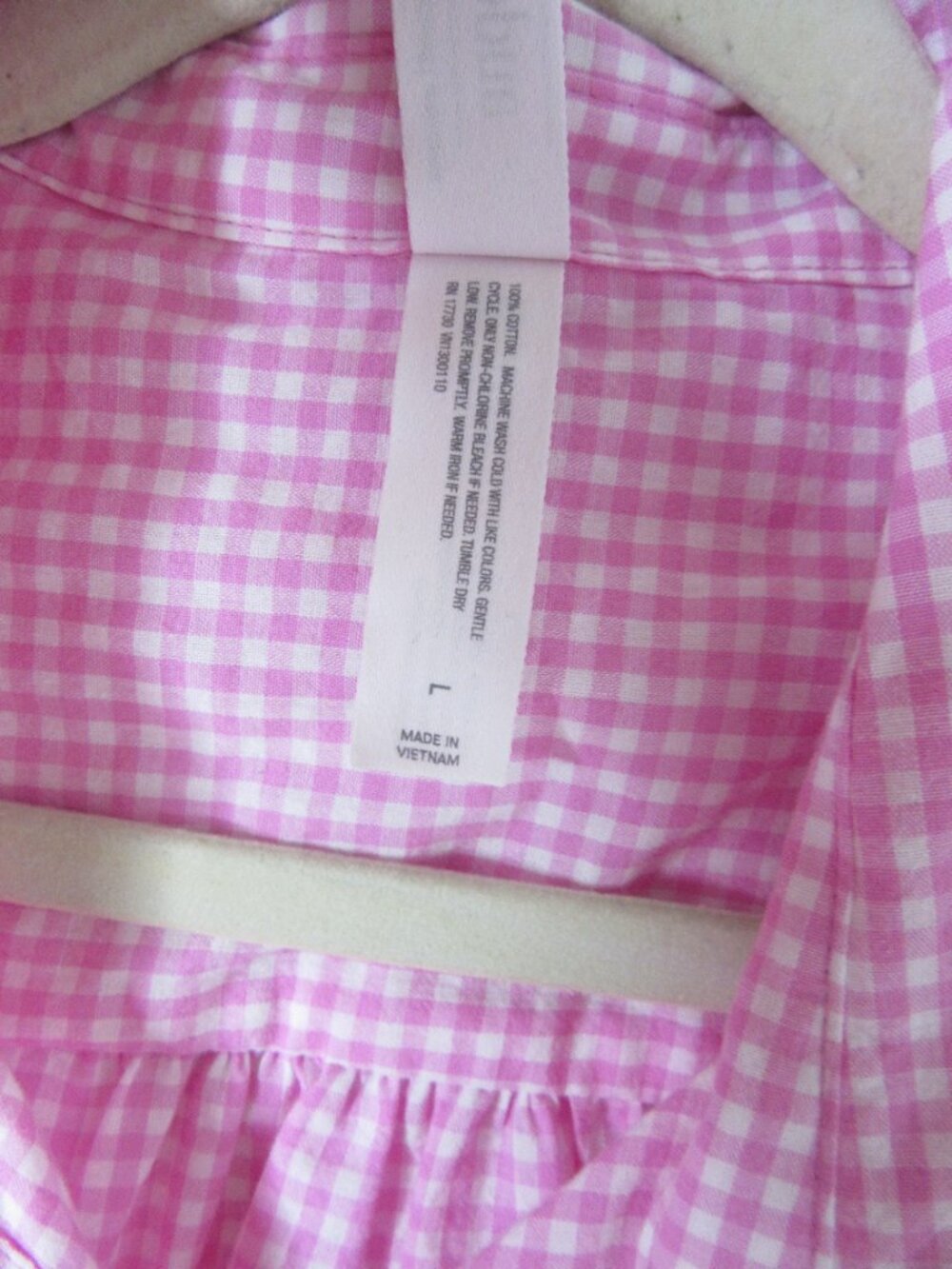 Auden Pajamas Pink Gingham Ruffle Shorts Button Notch Collar Top Size Large NWT - Picture 9 of 13